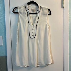 Banana Republic Sleeveless Creme Shirt with Black Trim